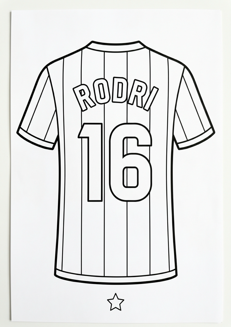 Rodri Voetbalshirt Kleurplaat — gratis kleurplaat printen
