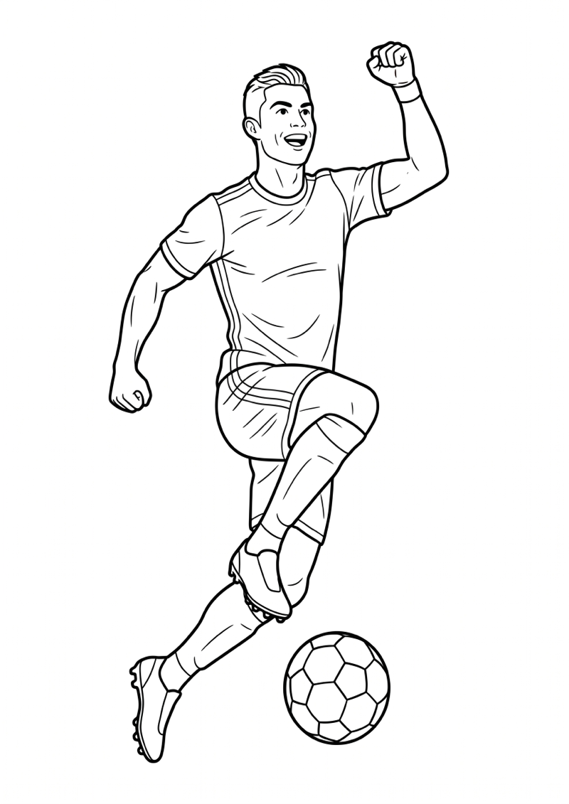 Ronaldo Springt Juichpose Kleurplaat — gratis kleurplaat printen