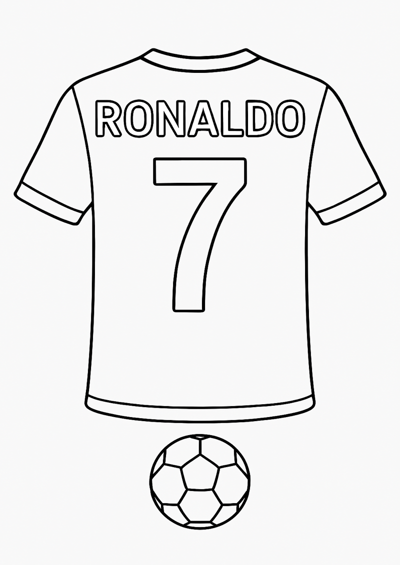 Ronaldo Voetbalshirt Kleurplaat — gratis kleurplaat printen