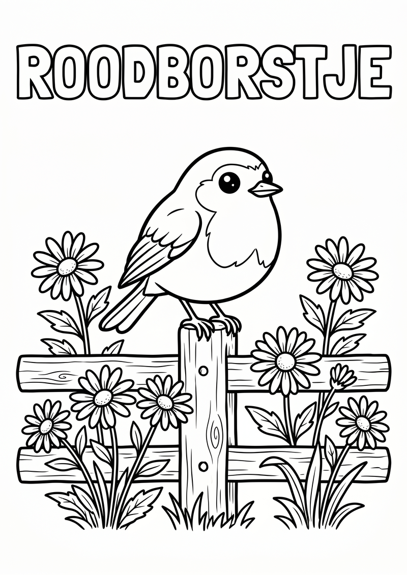 Roodborstje Kleurplaat — gratis kleurplaat printen