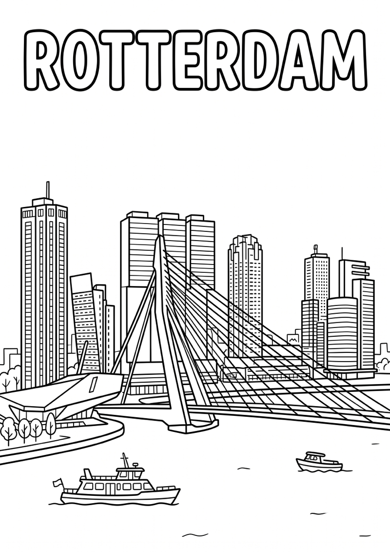 Rotterdam Kleurplaat — gratis kleurplaat printen