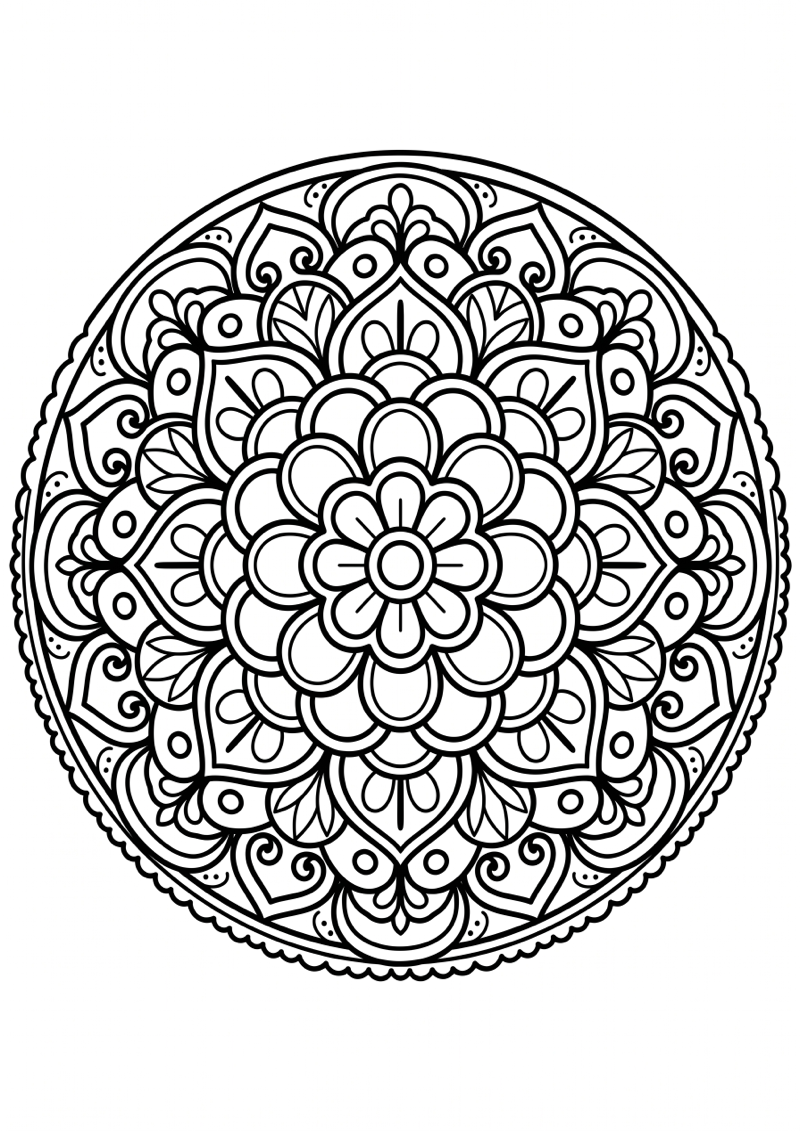 Rozet Mandala Kleurplaat — gratis kleurplaat printen