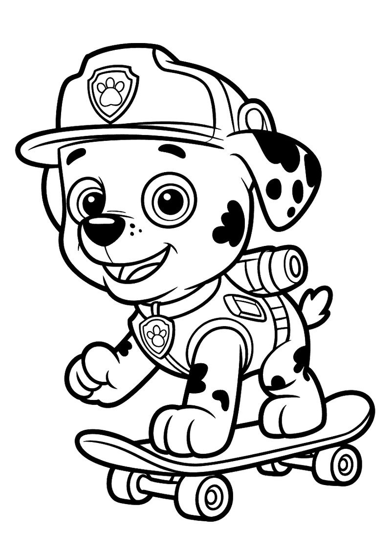 Rubble op skateboard kleurplaat — gratis kleurplaat printen