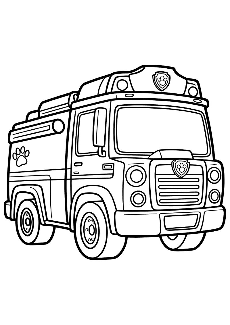 PAW Patrol vrachtwagen kleurplaat — gratis kleurplaat printen
