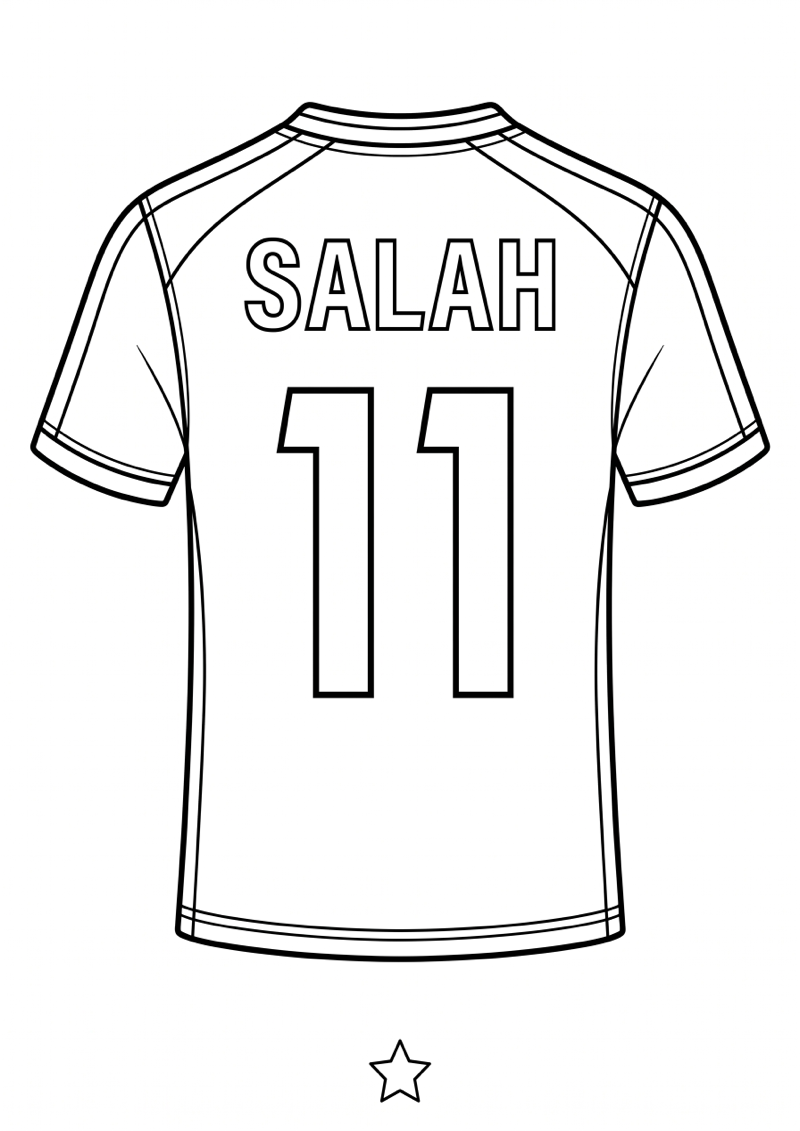 Salah Voetbalshirt Kleurplaat — gratis kleurplaat printen