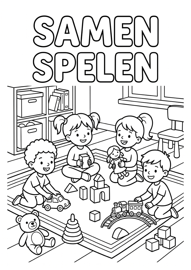 Samen Spelen Kinderopvang Kleurplaat — gratis kleurplaat