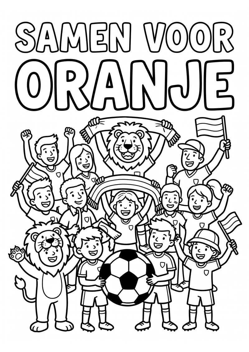 Samen voor Oranje Kleurplaat — gratis kleurplaat printen