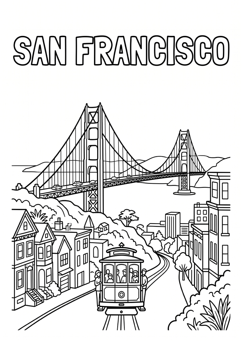 San Francisco Kleurplaat — gratis kleurplaat printen