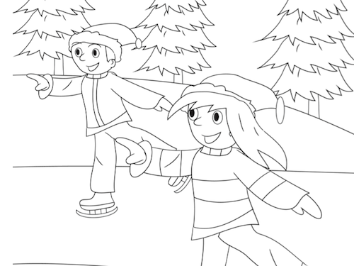 Schaatsen Kleurplaat — gratis kleurplaat printen