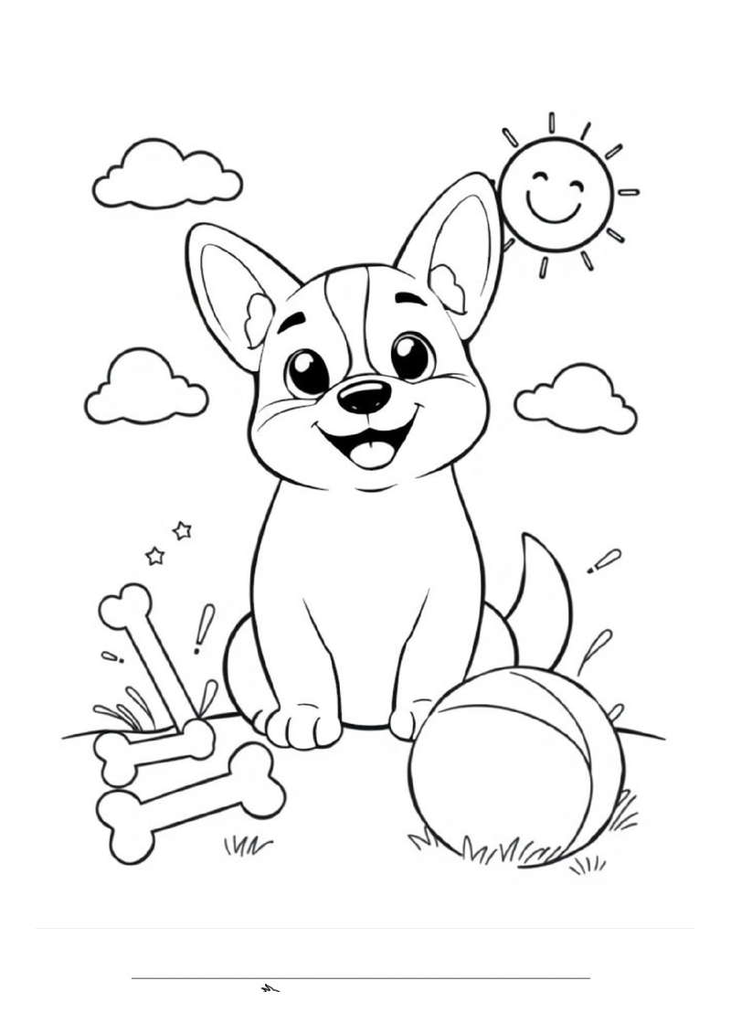 Schattige welsh corgi pup Kleurplaat — gratis kleurplaat