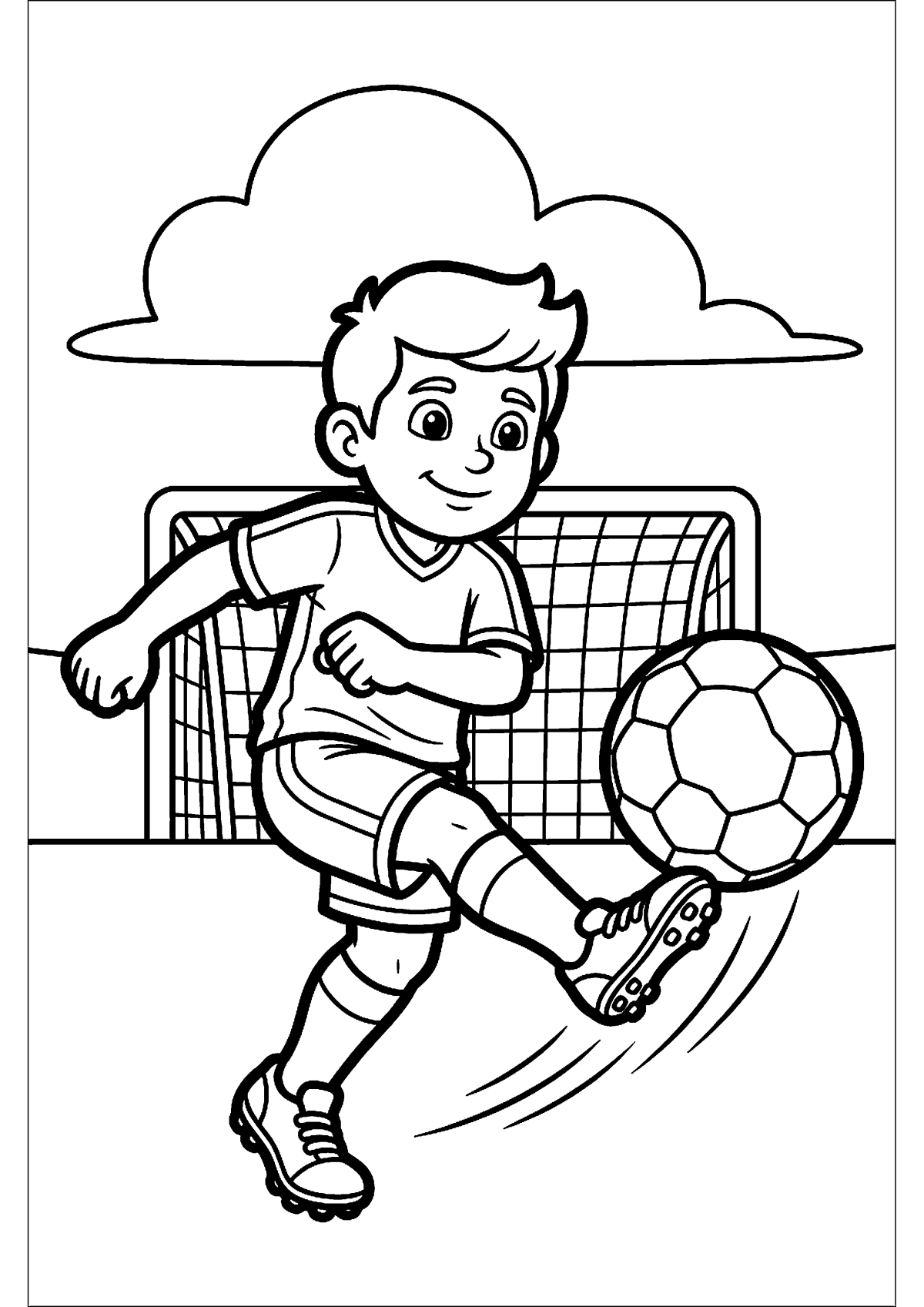 Schietende voetballer kleurplaat — gratis kleurplaat