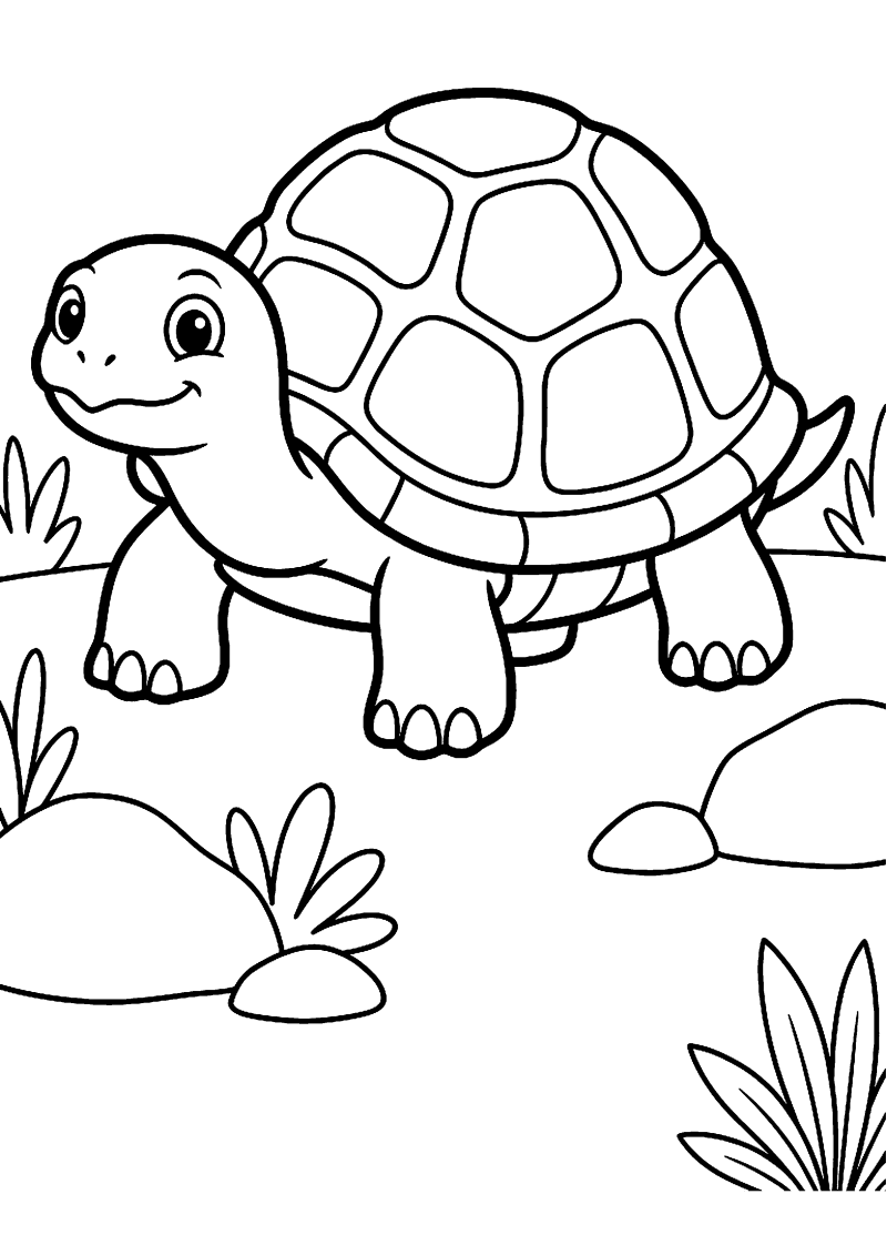 Schildpad met schild kleurplaat — gratis kleurplaat