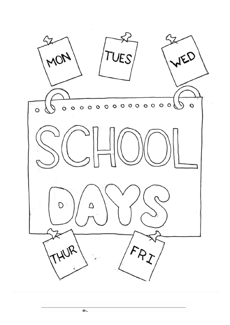 School Dagen Week Kleurplaat — gratis kleurplaat printen