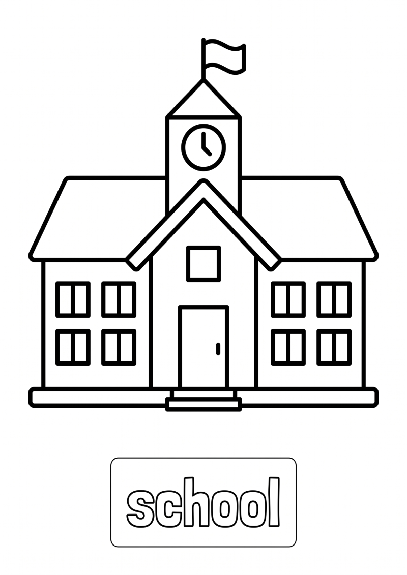 School Woordkaart Kleurplaat — gratis kleurplaat