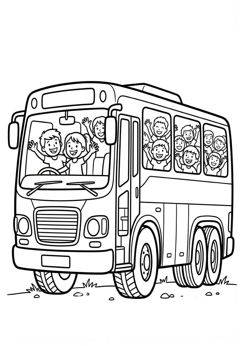 Schoolreisbus Kleurplaat — gratis kleurplaat printen