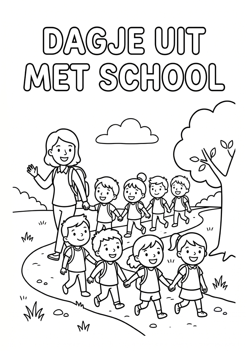 Schoolreisje Dagje uit Kleurplaat — gratis kleurplaat printen