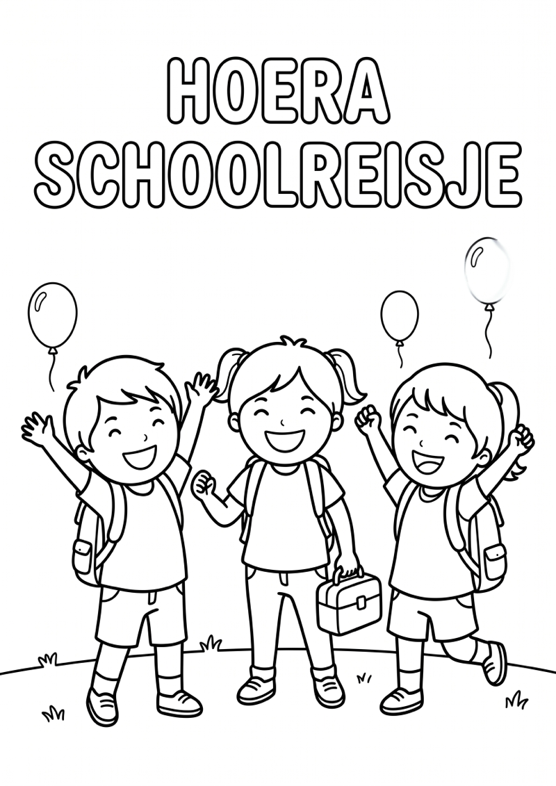 Schoolreisje Hoera Kleurplaat — gratis kleurplaat
