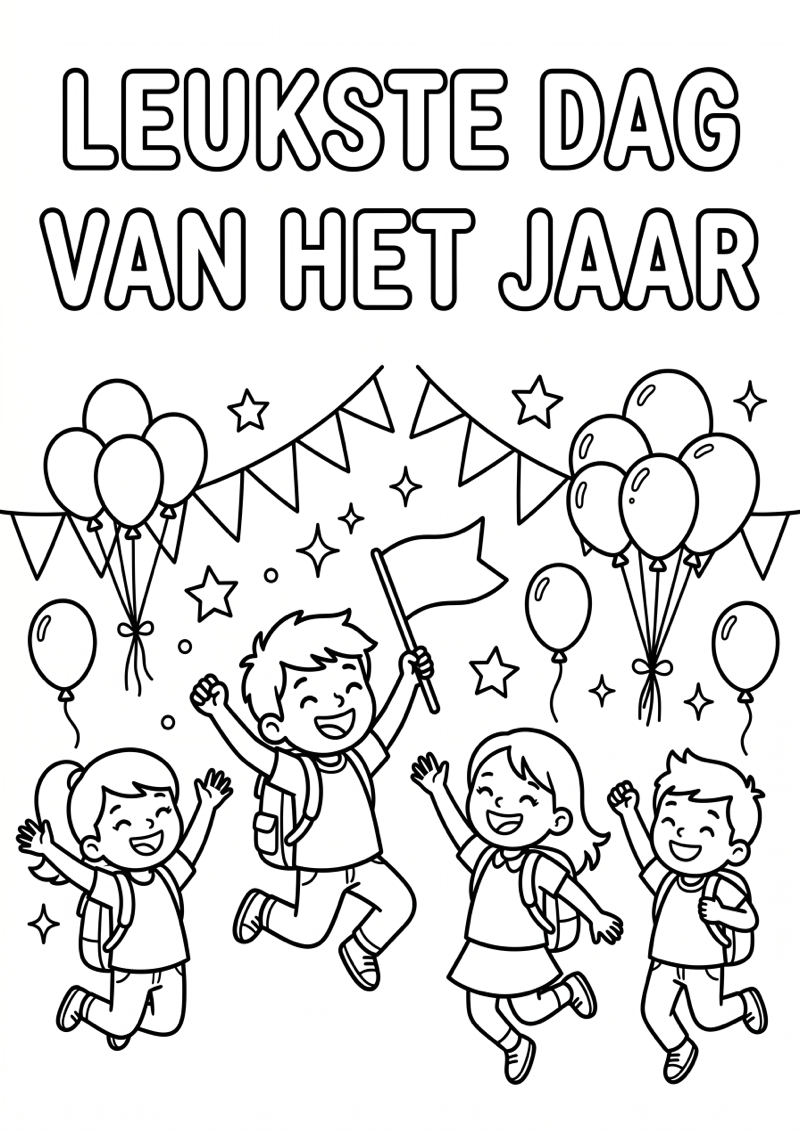 Schoolreisje Leukste Dag Kleurplaat — gratis kleurplaat