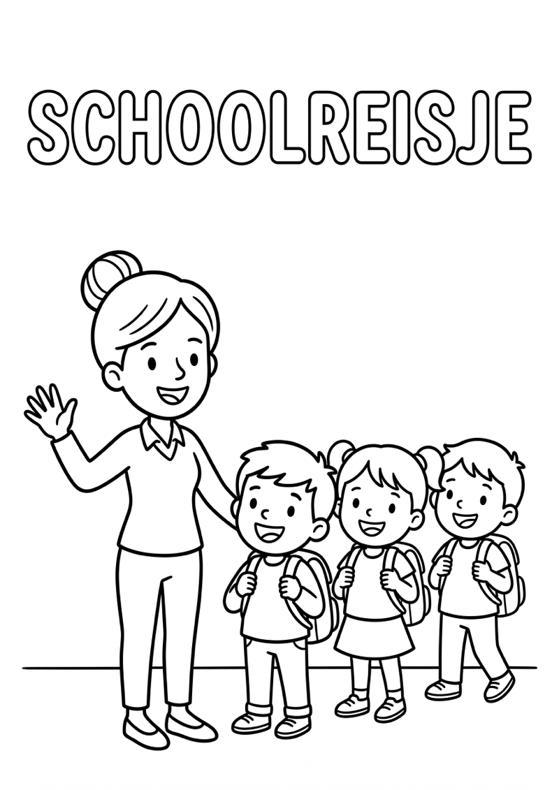 Schoolreisje Kleurplaat — gratis kleurplaat printen