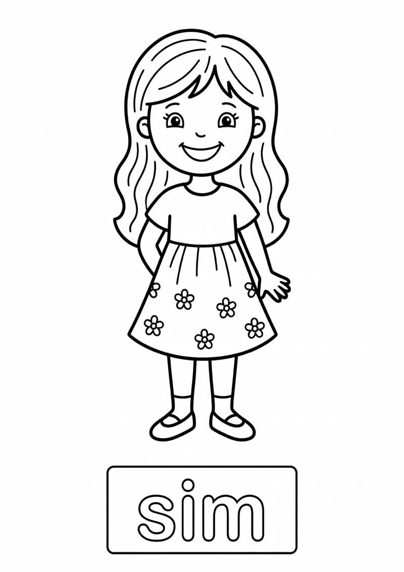 Sim Woordkaart Kleurplaat — gratis kleurplaat