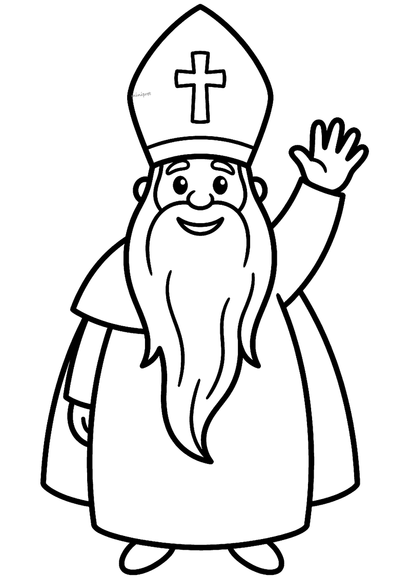 Eenvoudige Sinterklaas kleurplaat
