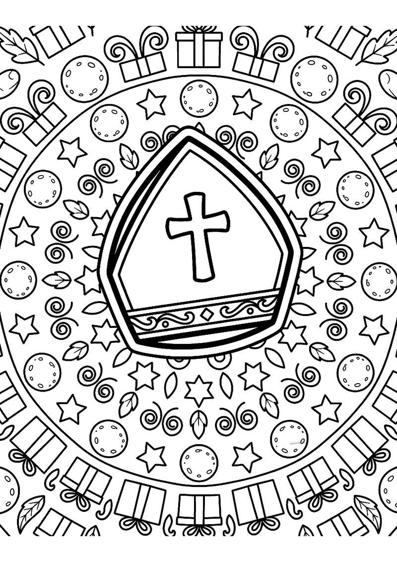 Sinterklaas mandala kleurplaat — gratis kleurplaat printen