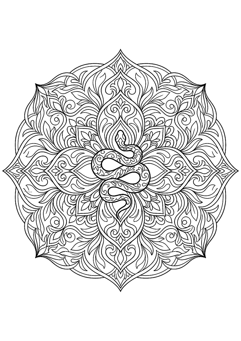 Slang Mandala Tattoo Kleurplaat