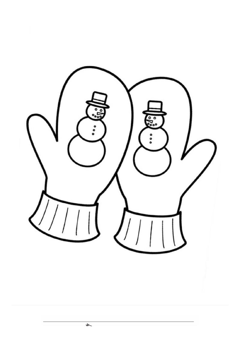 Sneeuwpop handschoenen Kleurplaat — gratis kleurplaat