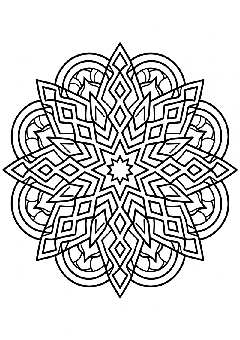 Sneeuwvlok Mandala Kleurplaat — gratis kleurplaat printen