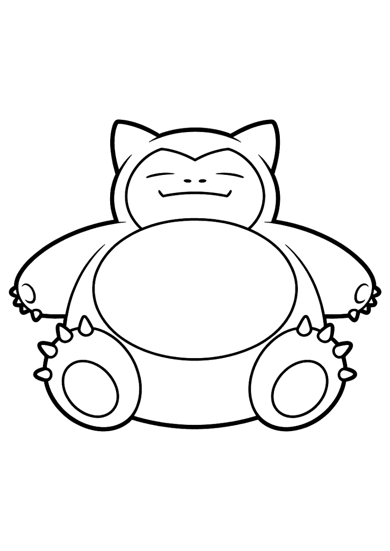 Snorlax zittend voor beginners kleurplaat — gratis kleurplaat printen
