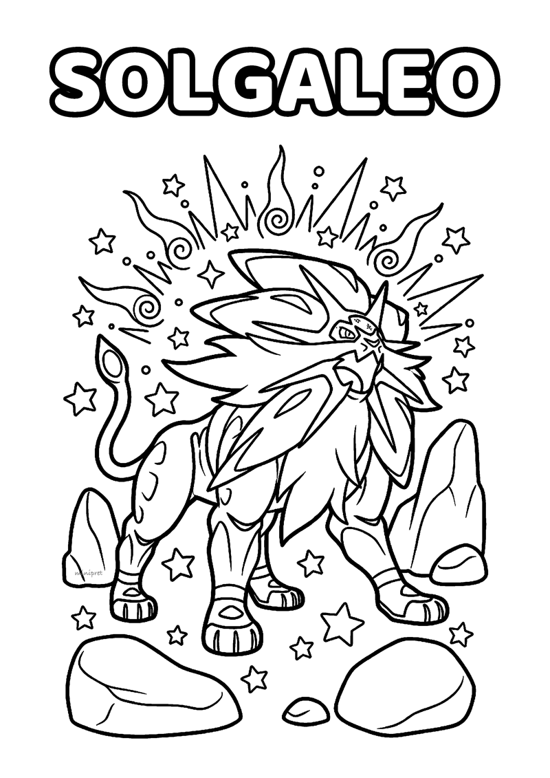 Solgaleo Kleurplaat — gratis kleurplaat printen