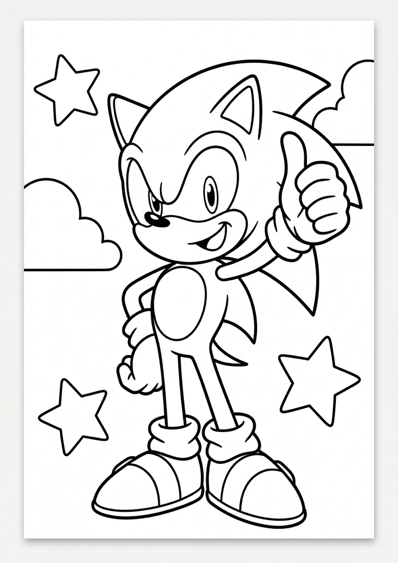 Sonic Duimt Kleurplaat — gratis kleurplaat printen