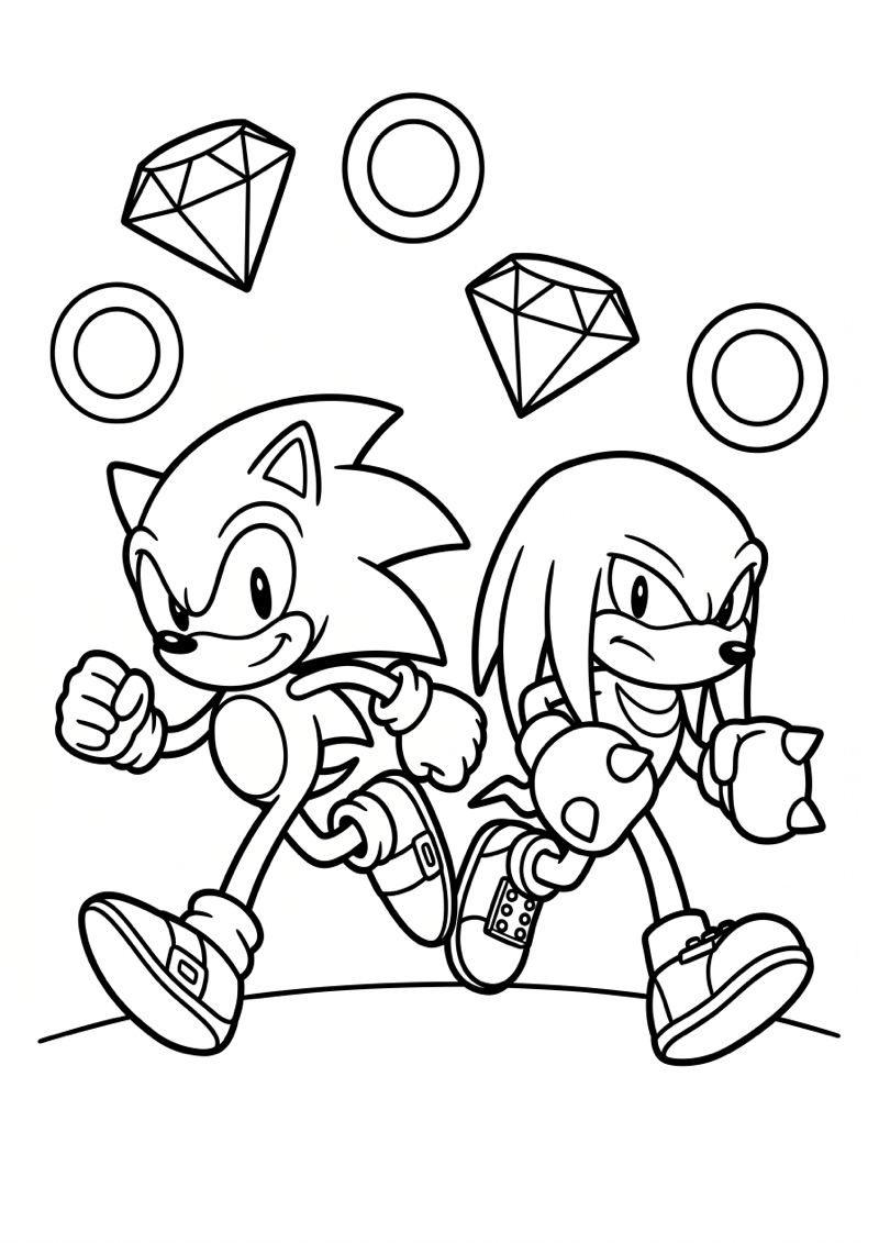 Sonic en Knuckles Kleurplaat — gratis kleurplaat