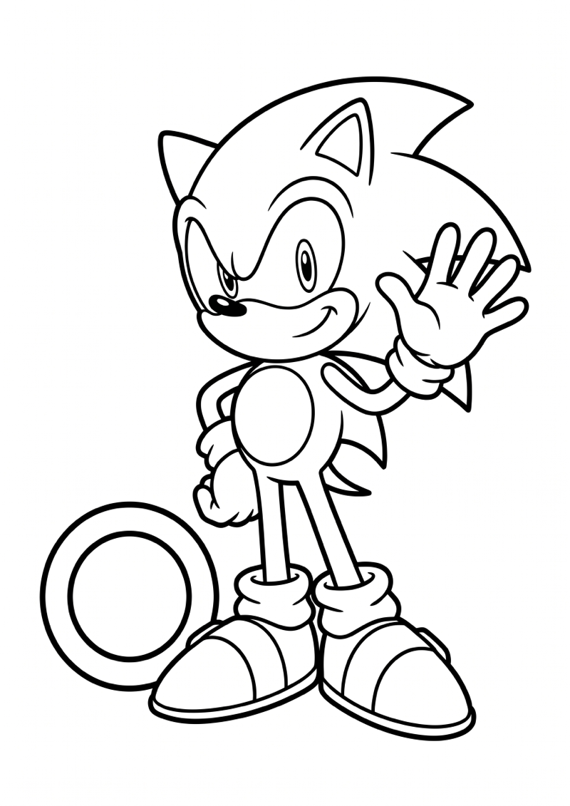 Sonic Grote Schoenen met Ring Kleurplaat — gratis kleurplaat