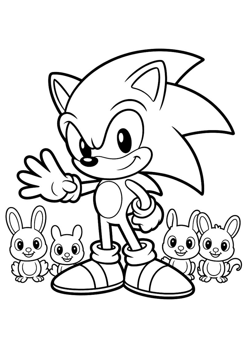 Sonic beschermt kleine dieren kleurplaat — gratis kleurplaat