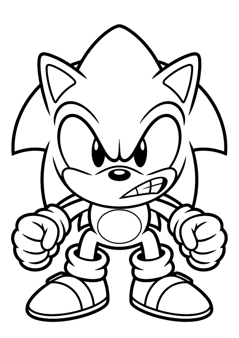 Sonic met boze uitdrukking kleurplaat — gratis kleurplaat printen