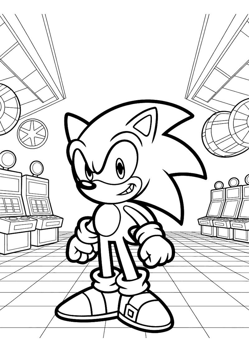 Sonic in de casino night zone kleurplaat — gratis kleurplaat printen