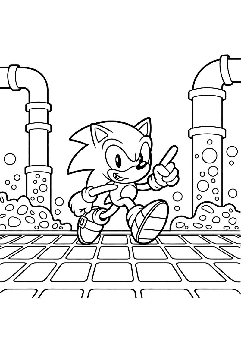 Sonic in de chemical plant zone kleurplaat — gratis kleurplaat printen