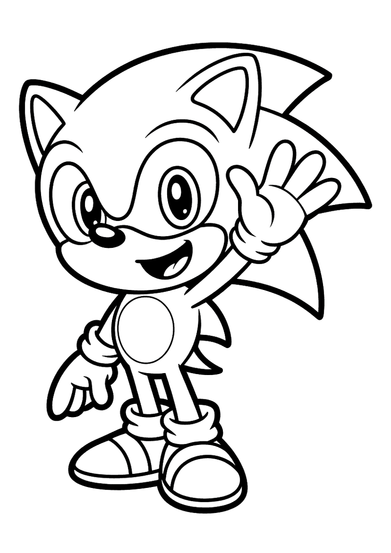 Chibi Sonic zwaaiend kleurplaat