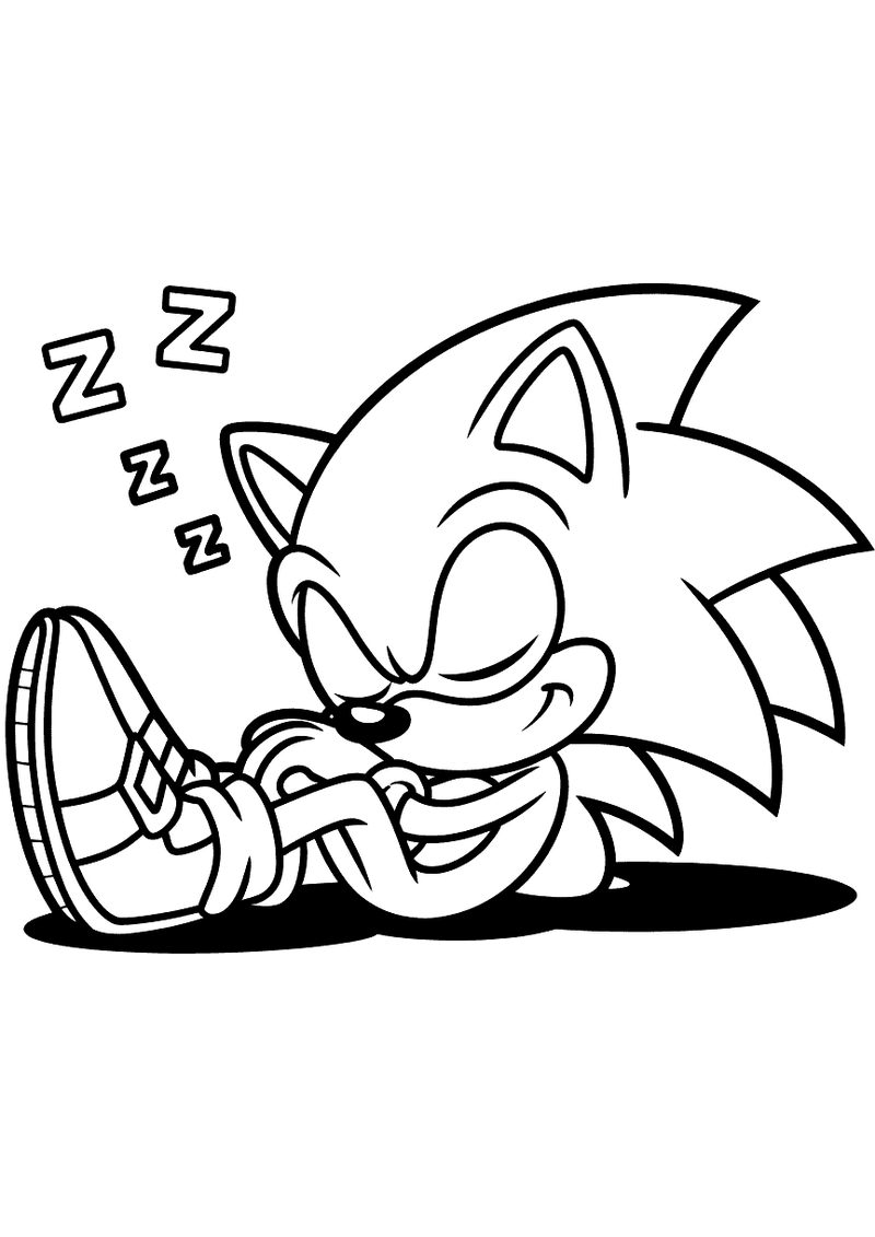 Sonic slapend kleurplaat — gratis kleurplaat printen