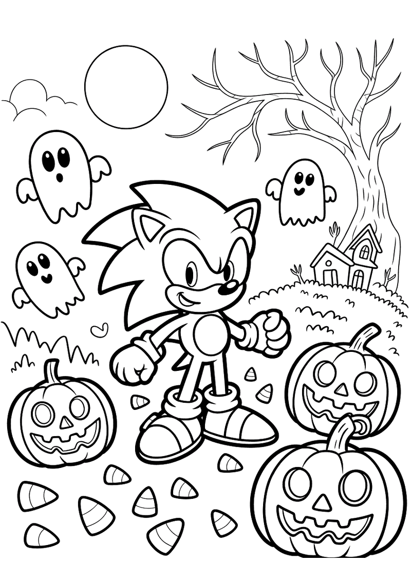 Sonic Halloween kleurplaat — gratis kleurplaat