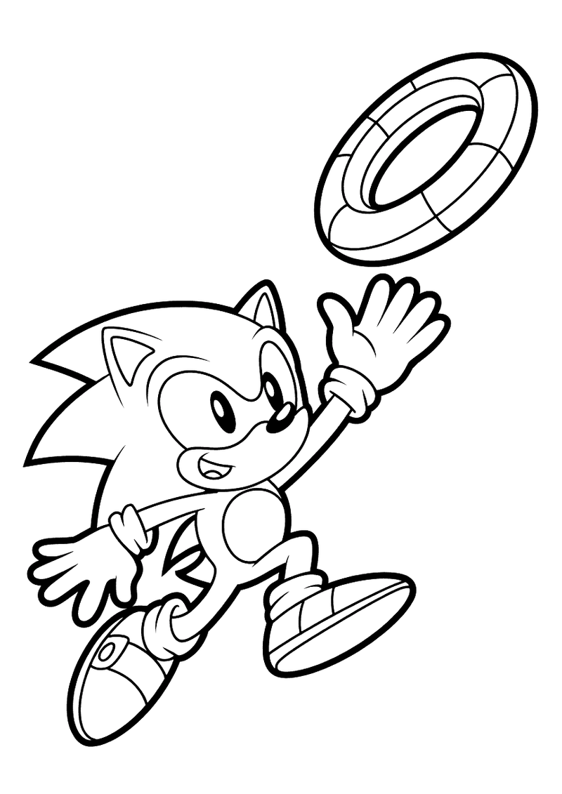 Sonic vangt gouden ring kleurplaat — gratis kleurplaat printen