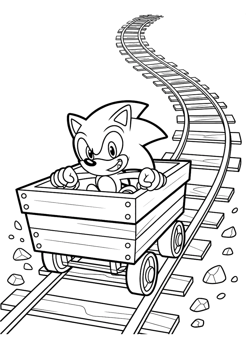 Sonic in mijnkar kleurplaat — gratis kleurplaat printen