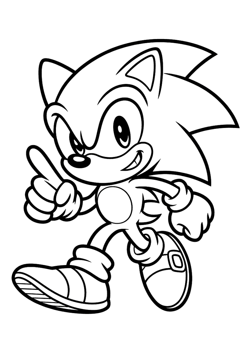 Retro Sonic klassieke houding kleurplaat — gratis kleurplaat