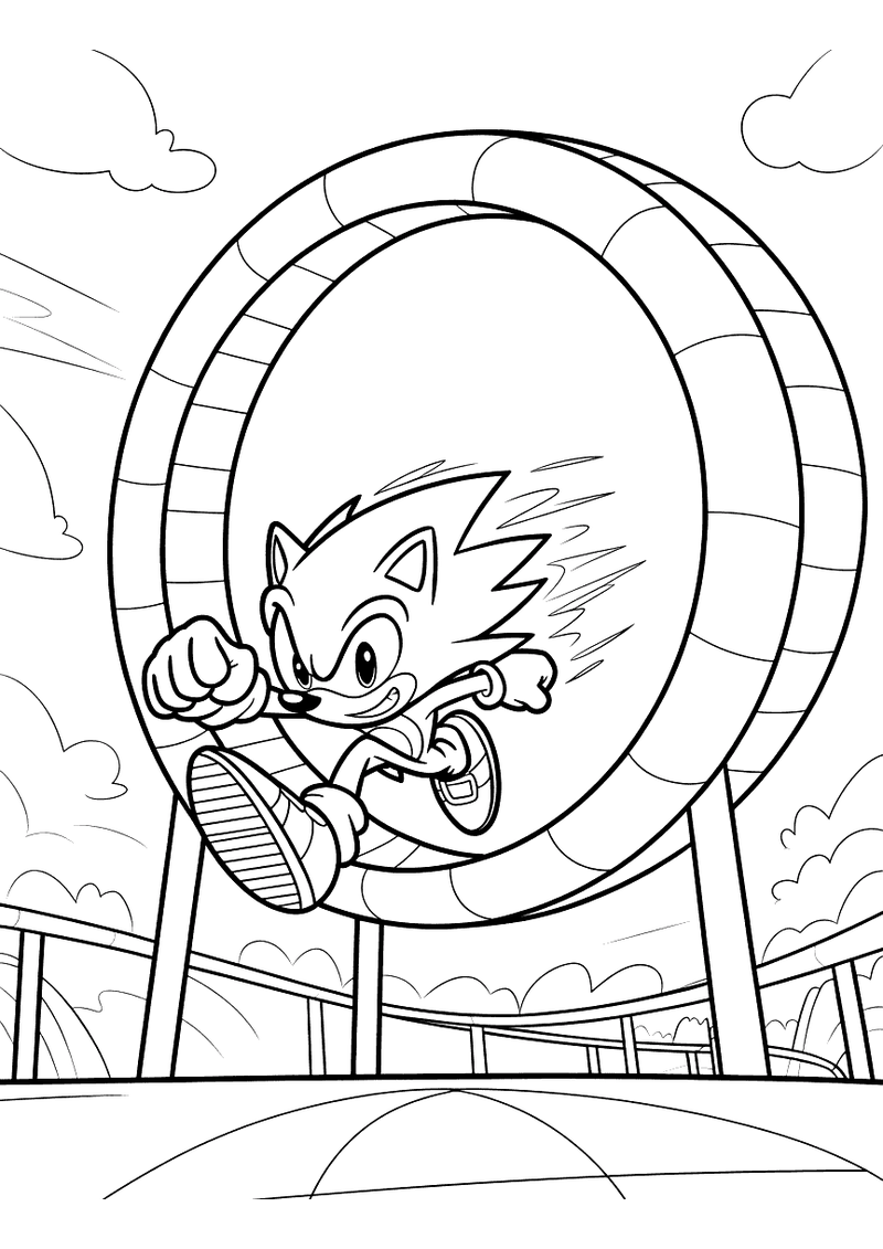 Sonic sprint door loop kleurplaat — gratis kleurplaat printen
