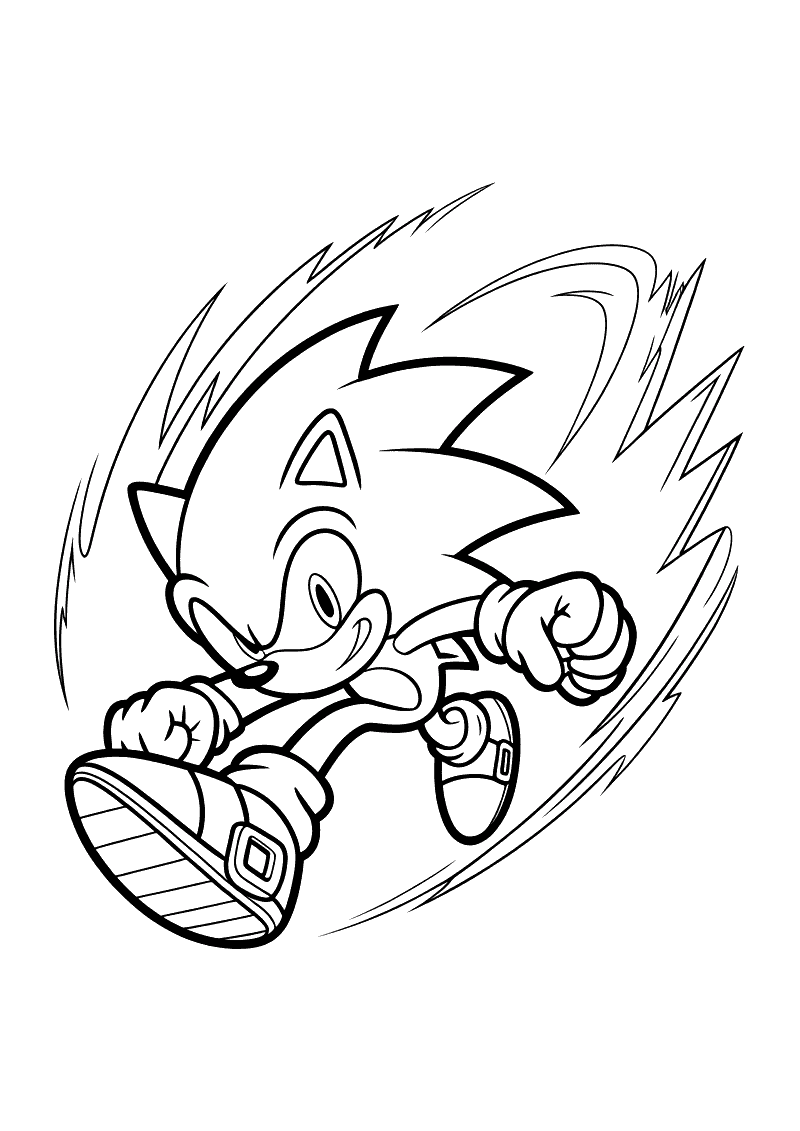 Sonic in volle spin dash kleurplaat — gratis kleurplaat printen