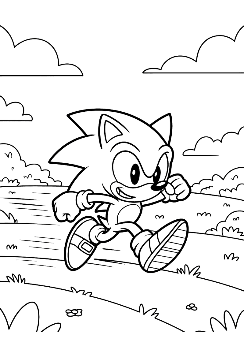 Sonic sprint door het veld kleurplaat — gratis kleurplaat printen