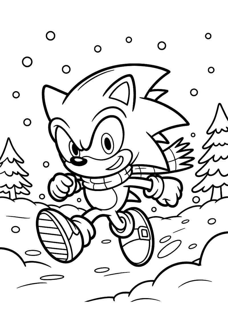 Sonic's winter avontuur kleurplaat — gratis kleurplaat printen