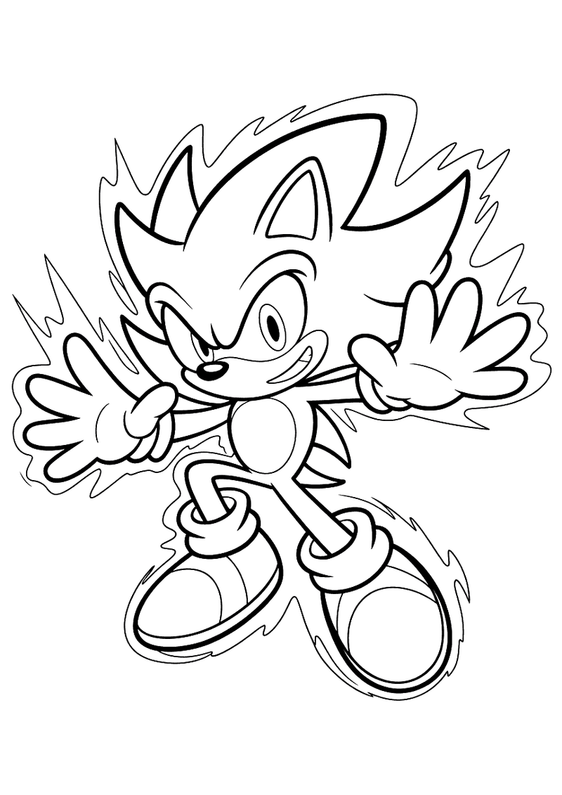 Silver Sonic zweeft met krachten kleurplaat — gratis kleurplaat