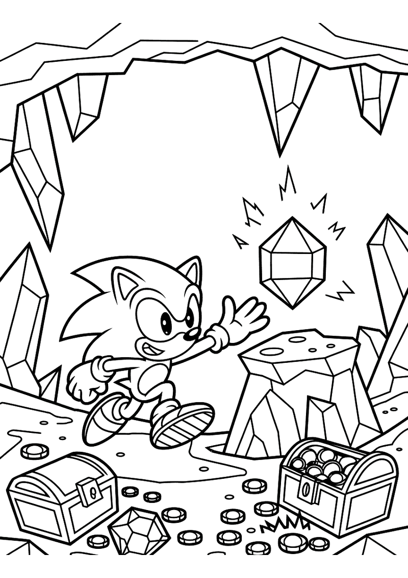Sonic zoekt de chaos smaragd kleurplaat — gratis kleurplaat printen